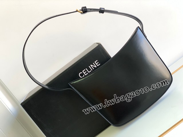 Celine專櫃2023新款女包 賽琳CROQUE中號亮澤牛皮革手袋 sldj2383